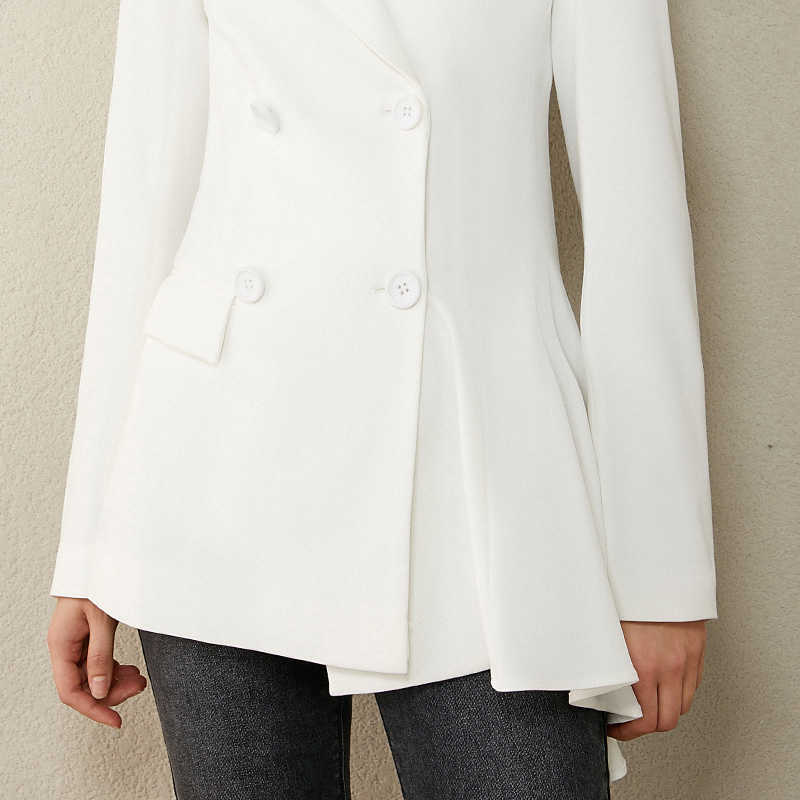 Minimalism Autumn Fashion Women's Jacket OLstyle Solid Lapel Double breasted Slim Fit Blazer Women Female Coat 12070336 210527