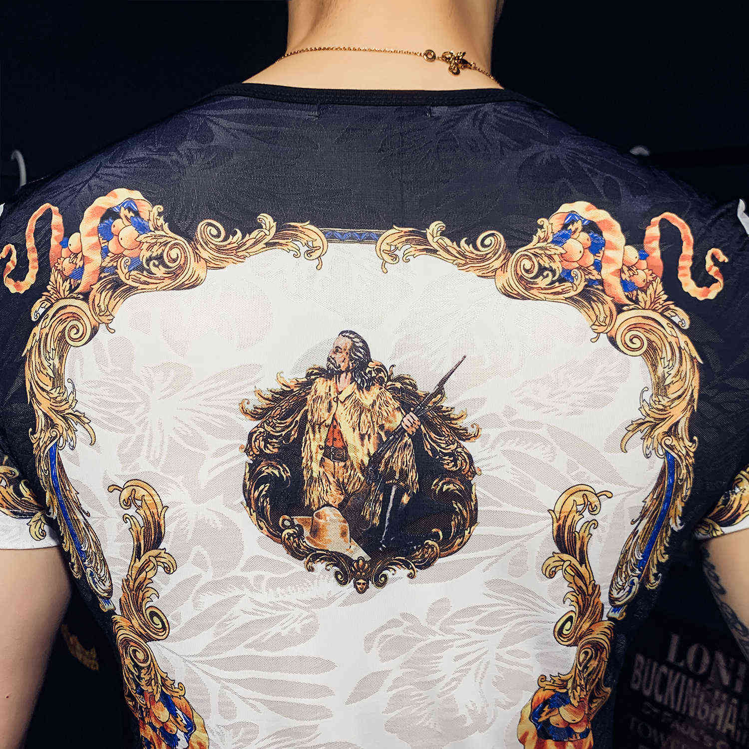 Retro Print T Shirt Men Ice Silk Breathable Short Sleeve Streetwear Tshirt Male Casual T Shirts Camiseta Masculina 210527