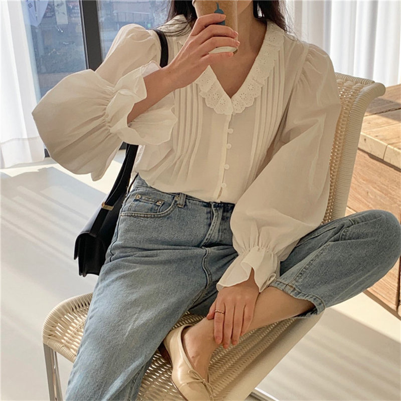 Women's Blouses & Shirts Alien Kitty Spring Sweet Chic V-Neck Pleated Ruffles Gentle Office Lady Cute Elegance Streetwear 6KTN, White
Women's Blouses & Shirts Alien Kitty Spring Sweet Chic V-Neck Pleated Ruffles Gentle Office Lady Cute Elegance Streetwear 6KTN, White