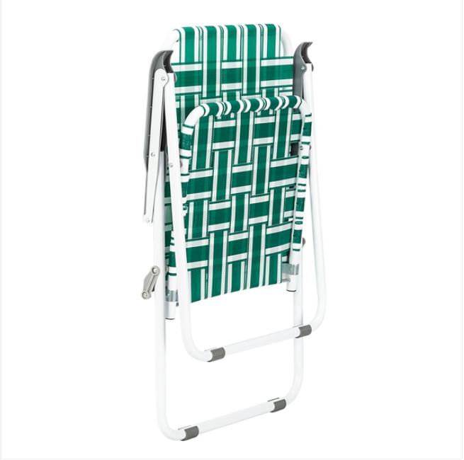 Garden Sets 2pcs Steel Tube PP Webbing Bearing 120kg Folding Beach Chair Light Green Strip