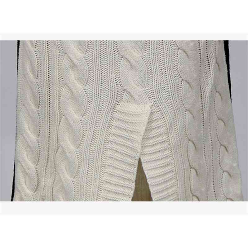 Autumn Winter Woman Dress Ivory Black Patchwork Knitted Dress Turtleneck Full Sleeve Knee Length Fashion Vintage Slim Dress 210515