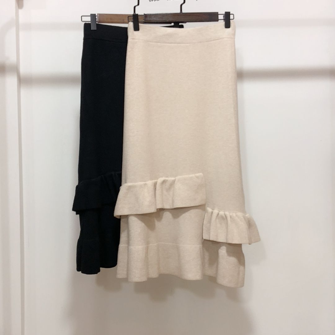 Nomikuma Knitted Ruffle Patchwork Mermaid Skirt Korean High Waist Women Sweater Skirts Autumn Winter New Faldas Mujer 6D090 210427
