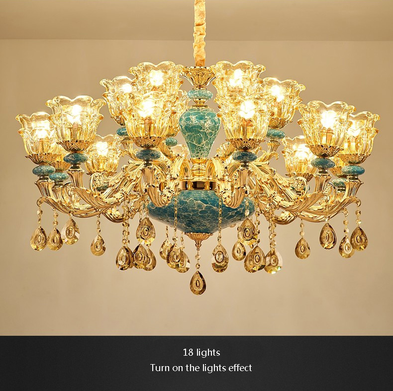 Living Room Chandeliers Blue Lighting Modern Minimalist Dining Rooms Lamp French Ceramic Chandelier Bedroom Crystal Lights