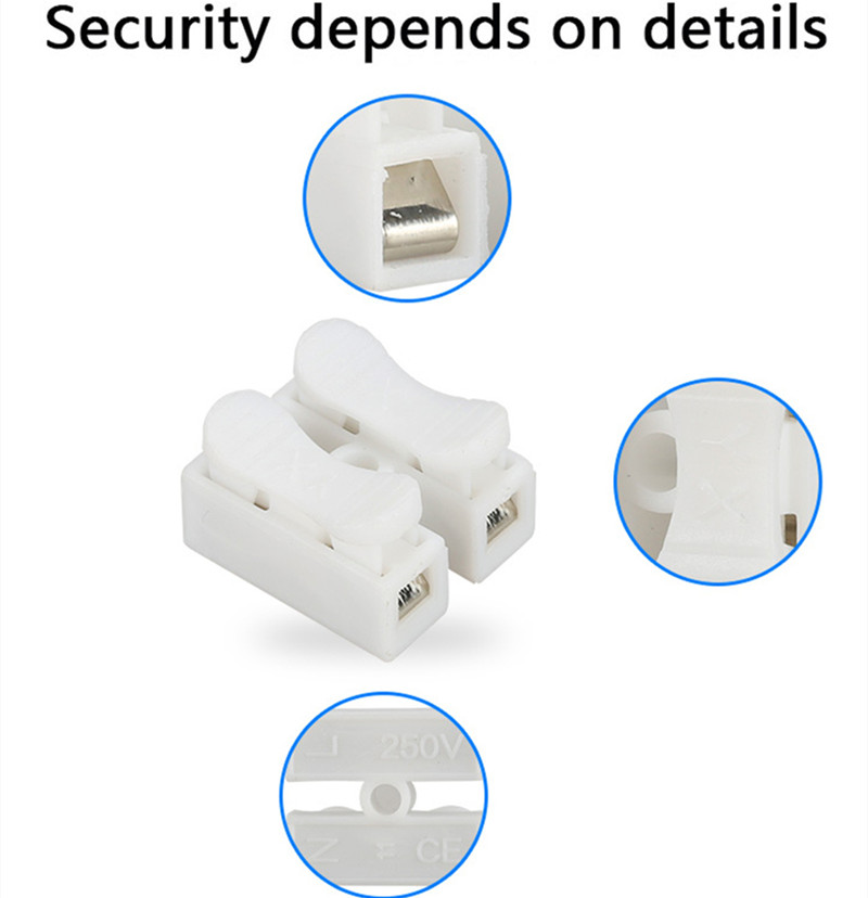 50Pcs CH-2 CH-3 Spring Wire Quick Connector Lighting Accessories 2P 3P Electrical Crimp Terminals Block Splice Cable Clamp Easy Fit Led Strip free shi