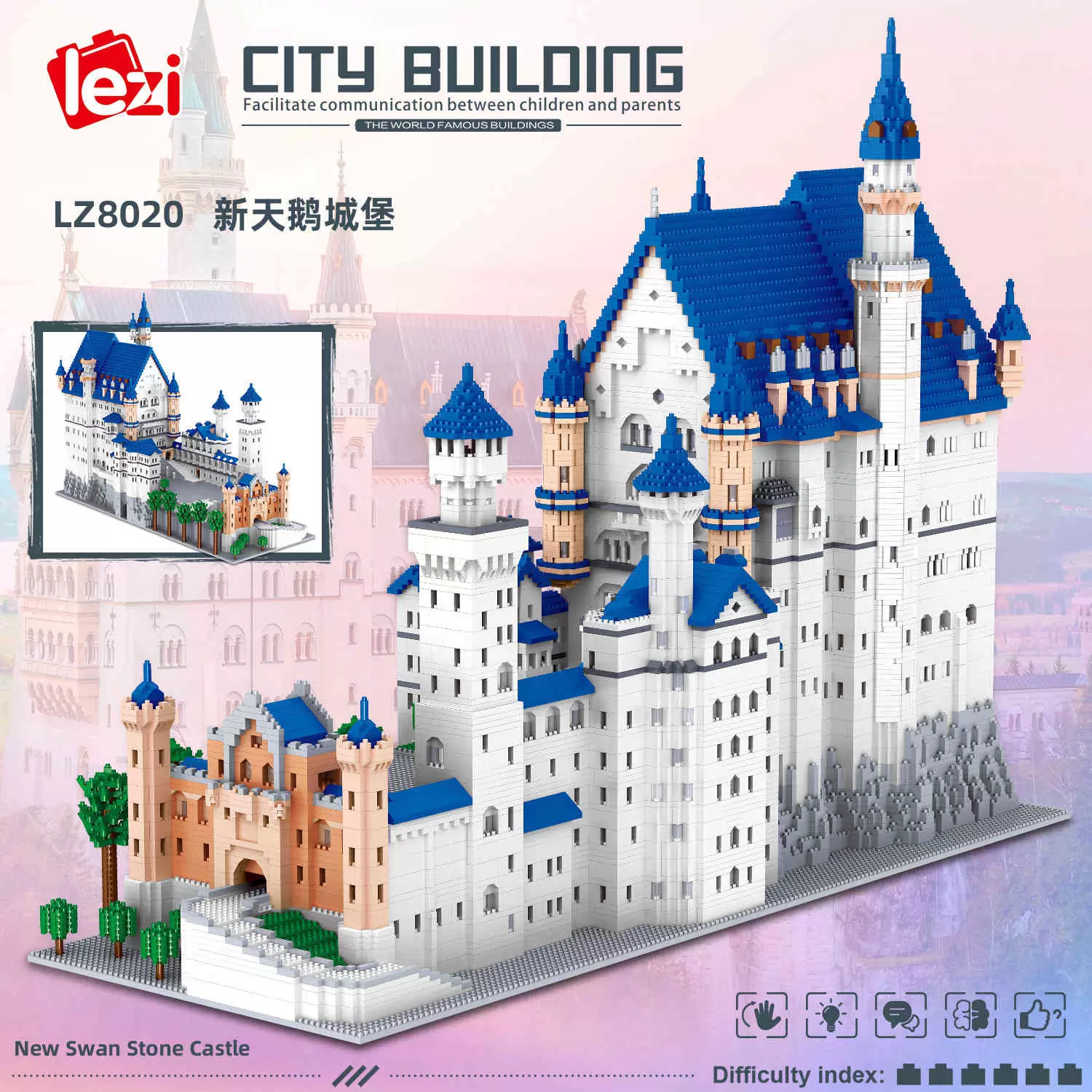 

11810pcs Neuschwanstein New Swan Stone Castle World Architecture Model DIY Mini Diamond Building Blocks Bricks Toys for Children