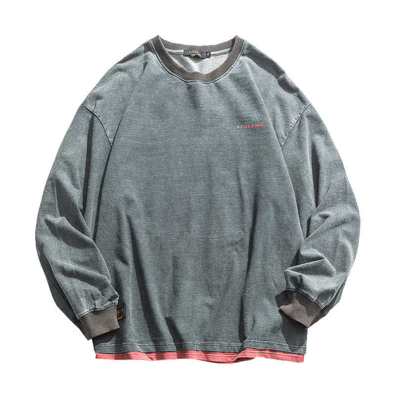 Casual Distressed Pullover Autumn Harajuku Sweatshirt Streetwear Crew Neck Pullover Hip Hop Fashion Clothes Men Clothing 211014wtt