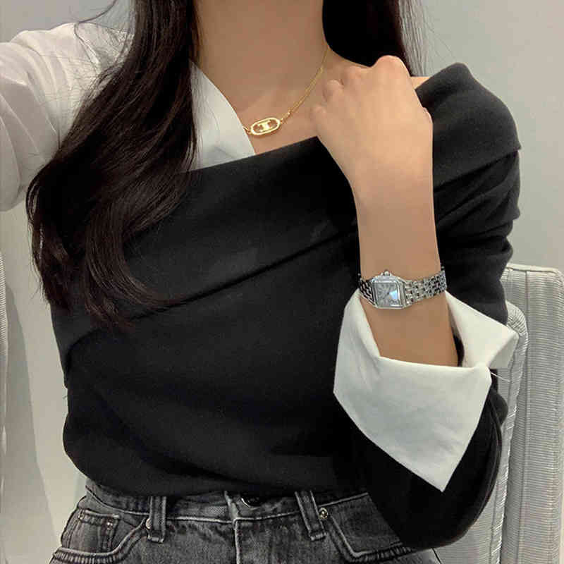 Nomikuma Black White Hit Color Patchwork Women Knitwear Sexy Strapless Long Sleeve Knitted Top Causal Spring Pullover 6E226 210427