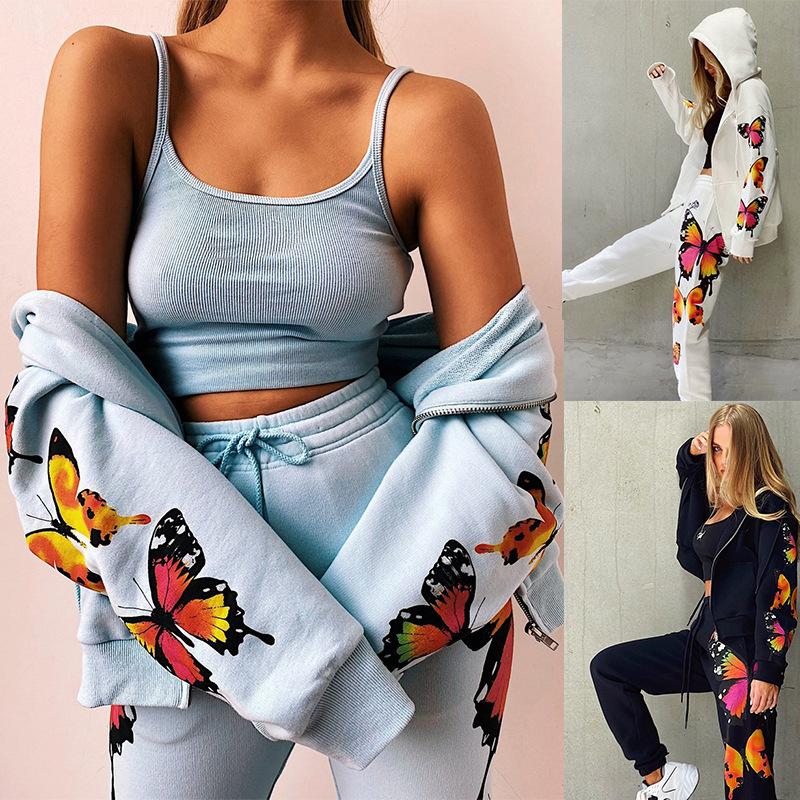 Women Butterfly Printing Tracksuits Fashion Long Sleeve Cardigan Zipper Hooded Tops Pant Suits Designer Female Spring Casual Loose 2Pcs Sets, Black
Women Butterfly Printing Tracksuits Fashion Long Sleeve Cardigan Zipper Hooded Tops Pant Suits Designer Female Spring Casual Loose 2Pcs Sets, Black