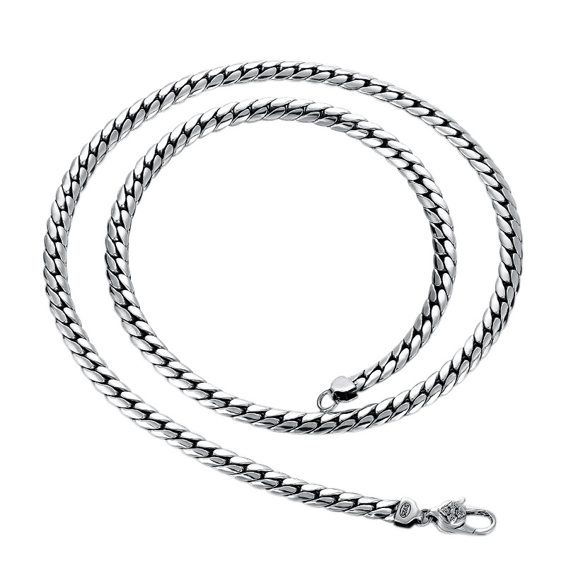 925 sterling silver link chain men's necklaces American European handmade designer punk gothic antique luxury jewelry accessories gifts