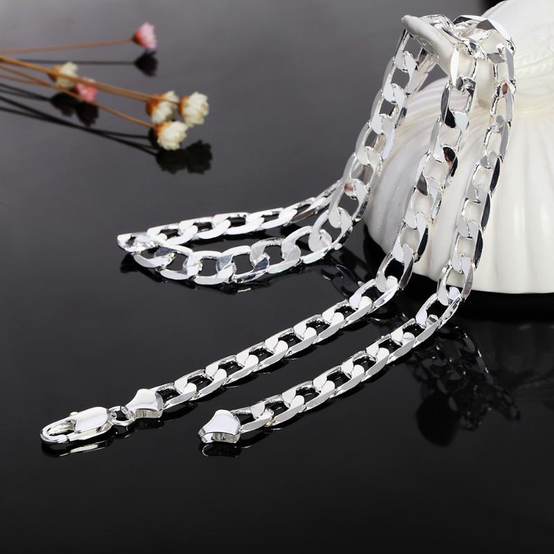 Chains Fashion 925 Sterling Silver Necklace Sideways Men039s Women039s Jewelry Multisize 6MM16180390392003905298418