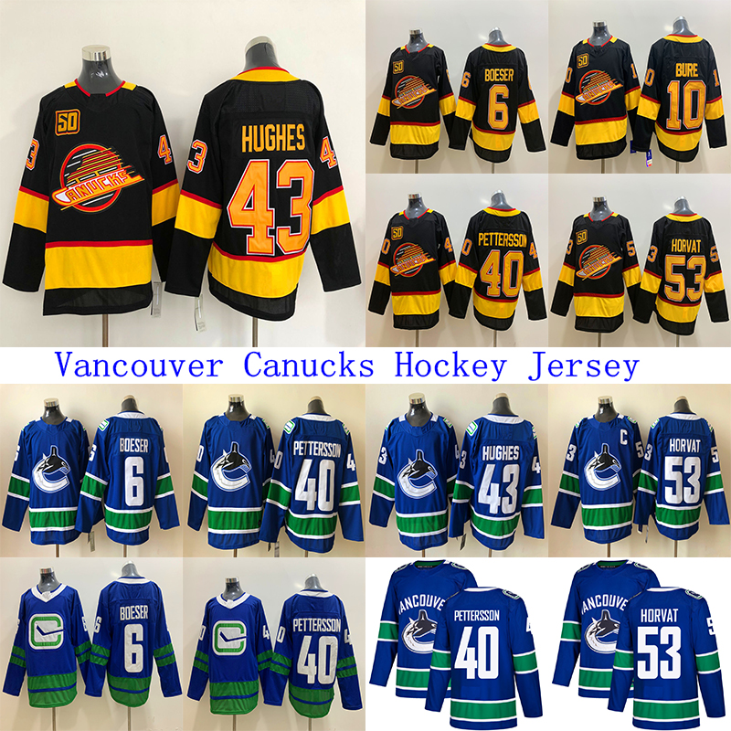 43 Quinn Hughes Vancouver Canucks Jersey 40 Elias Pettersson 6 Brock Boeser 53 Bo Horvat 10 Pavel Bure Hockey Jerseys, Black;red
43 Quinn Hughes Vancouver Canucks Jersey 40 Elias Pettersson 6 Brock Boeser 53 Bo Horvat 10 Pavel Bure Hockey Jerseys, Black;red