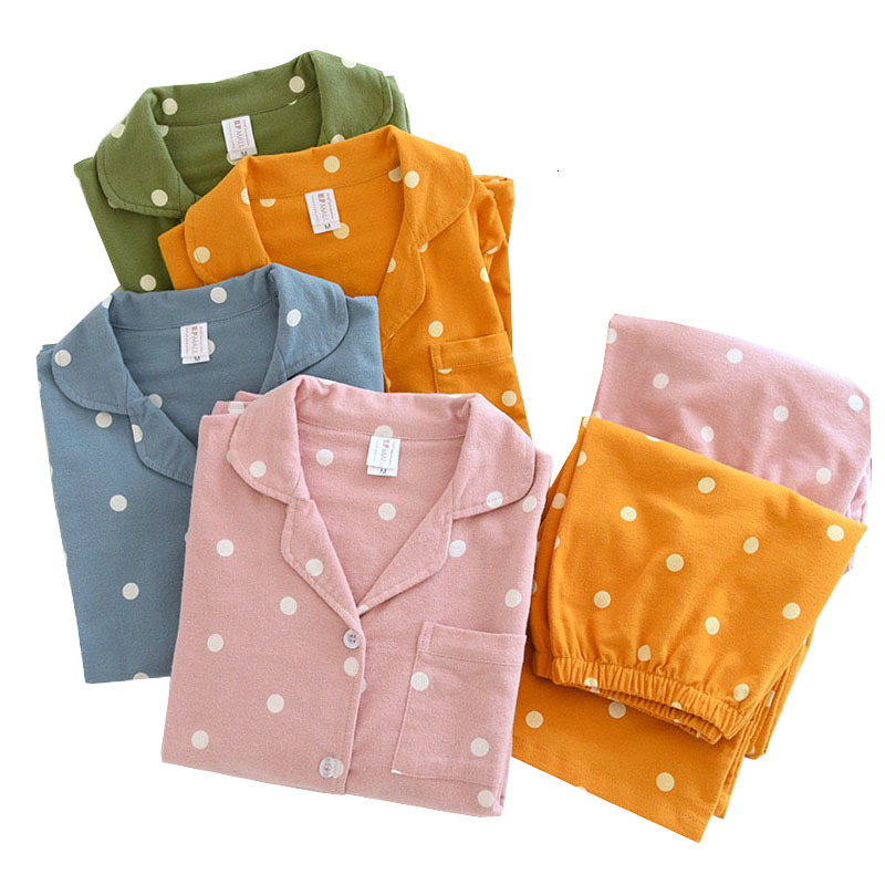 Women's Sleepwear Autumn Winter Couples Colorful Pajamas Set Men And Women Cute Dot Printed Turn-down Collar Japanese Style Casual, Khaki-women
Women's Sleepwear Autumn Winter Couples Colorful Pajamas Set Men And Women Cute Dot Printed Turn-down Collar Japanese Style Casual, Khaki-women