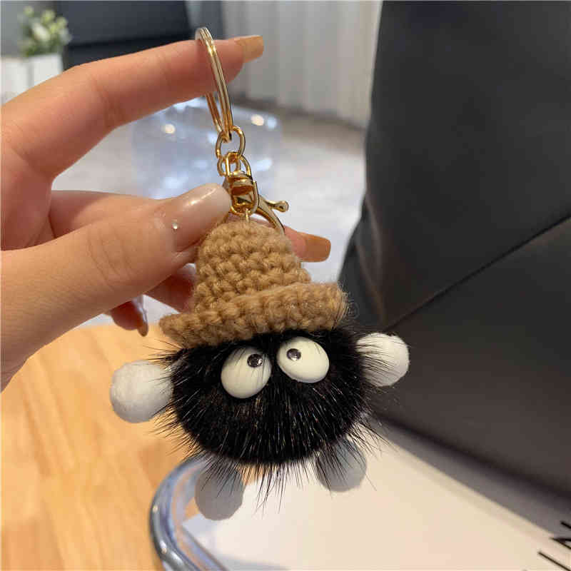 Key Chain Female Simple Atmosphere Exquisite Fairy Gas Car Pendant Small Coal Ball Doll Bag Cute