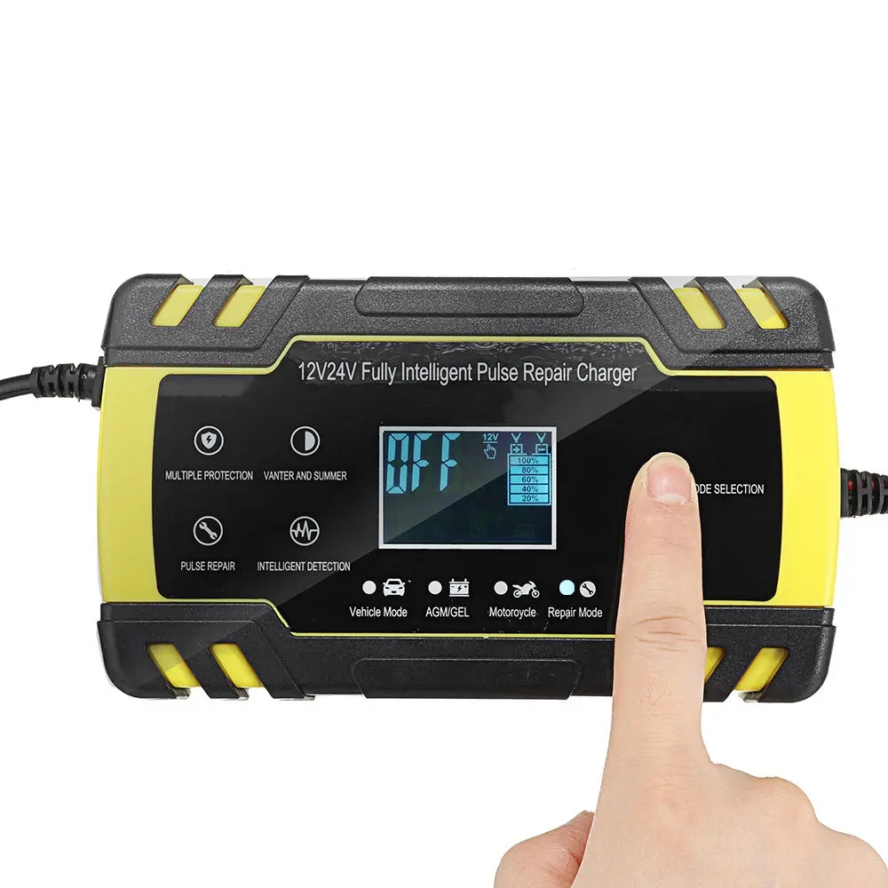Digital LCD Display 8A/4A Touch Screen Pulse Repair Battery Charger For Car Motorcycle Lead Acid Agm Gel Wet