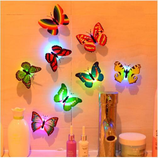 Colorful Light Butterfly Wall Stickers Easy Installation Night Light LED Lamp Home Living Kid Room Fridge Bedroom Decoration
