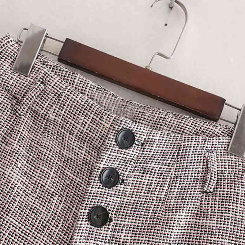 Women Tweed Mini Shorts Elegant Button High Waist Autumn Winter Ladies Office Short Pants Casual Bottoms 210515
