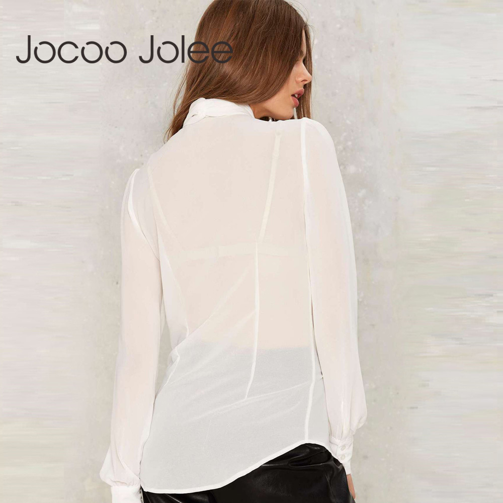 Fashion Chiffon Women Blouse Long Sleeve Casual Bow Tie Deep V Neck Lace Up Tops Shirt Feminine kimono 210428