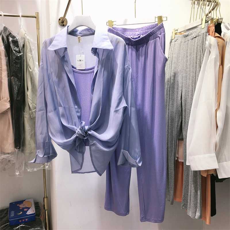 summer Candy Color BLOUSE + Camisole Pants 3pcs Fashion Suit Women Seasonal Stylish Clothes Set 210601, Gray
summer Candy Color BLOUSE + Camisole Pants 3pcs Fashion Suit Women Seasonal Stylish Clothes Set 210601, Gray