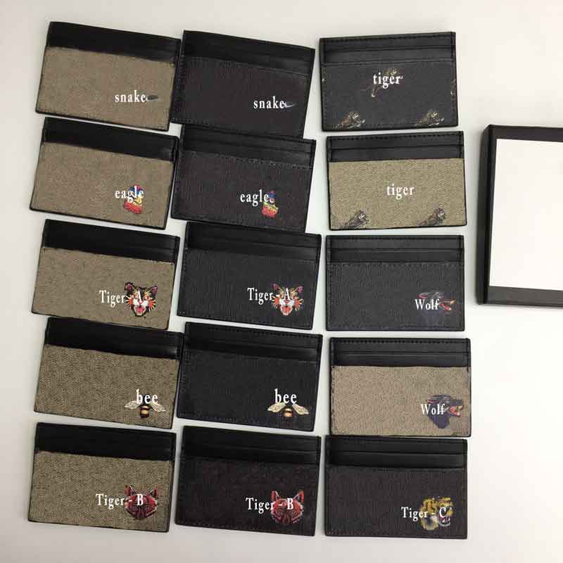 Men designers card Holder high quality Animal pattern mini wallet Canvas leather black snake Tiger bee credit cards holders women short purse
Men designers card Holder high quality Animal pattern mini wallet Canvas leather black snake Tiger bee credit cards holders women short purse