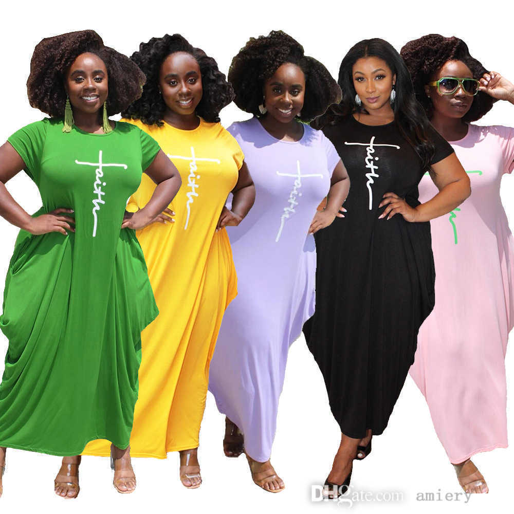 Summer Women Plus Size Long Maxi Dress Designer 2021 Fashion Solid Color Letter Printed Round Neck Short Sleeve Irregular Loose Dresses L-5XL, Orange
Summer Women Plus Size Long Maxi Dress Designer 2021 Fashion Solid Color Letter Printed Round Neck Short Sleeve Irregular Loose Dresses L-5XL, Orange