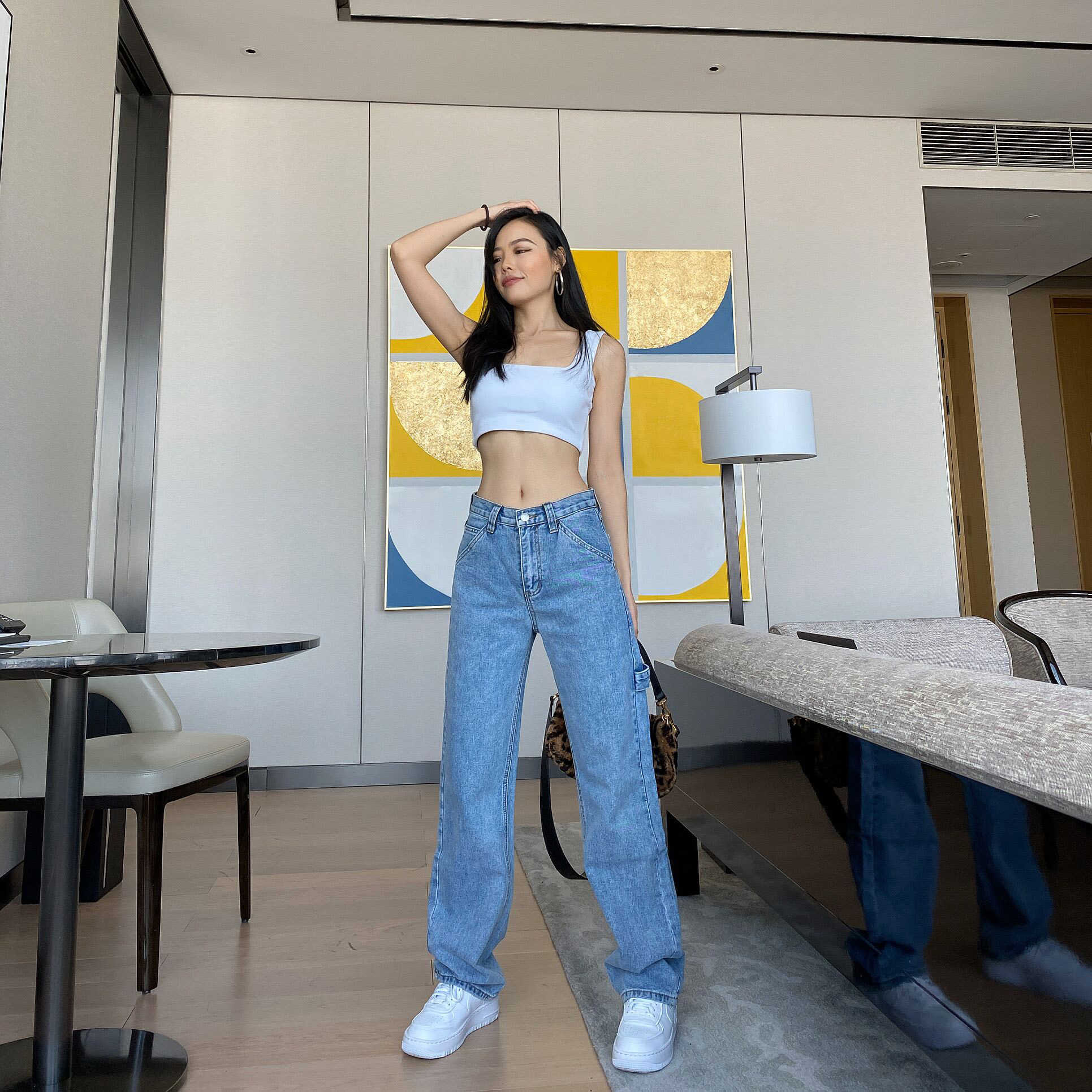 Cheeky Straight Jeans for Women High Waist Loose Non Stretch Denim With Slim Relaxed Fit Vintage Inspired Feel Pants 210922