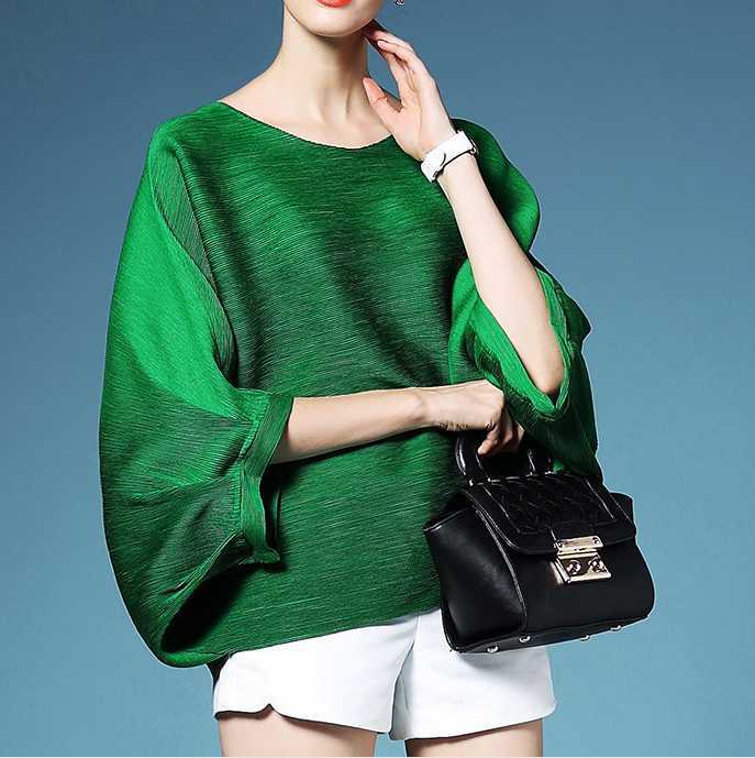 Autumn Fashion Women Shirts Solid Color Wild Casual Bat Sleeve Ladies T Three Quarter Clothing 210615Z