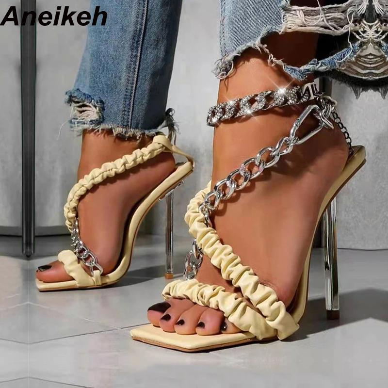 Dress Shoes Aneikeh 2021Fashion Summer Women's Narrow Band Chain Sexy Thin Heel Ladies Party Sandals Pleated Square Toe Size 35-42, Black
Dress Shoes Aneikeh 2021Fashion Summer Women's Narrow Band Chain Sexy Thin Heel Ladies Party Sandals Pleated Square Toe Size 35-42, Black