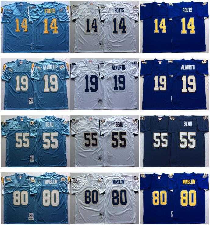 NCAA Football 55 Junior Seau Jersey 14 Dan Fouts 19 Lance Alworth 80 Kellen Winslow Color Purple Blue White Men Vintage Stitch Good
NCAA Football 55 Junior Seau Jersey 14 Dan Fouts 19 Lance Alworth 80 Kellen Winslow Color Purple Blue White Men Vintage Stitch Good