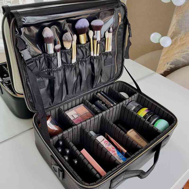 NXY cosmetic bags Travel Waterproof Makeup Bag Large Capacity makeup box Organizer Portable PU Leather Cosmetic 220124