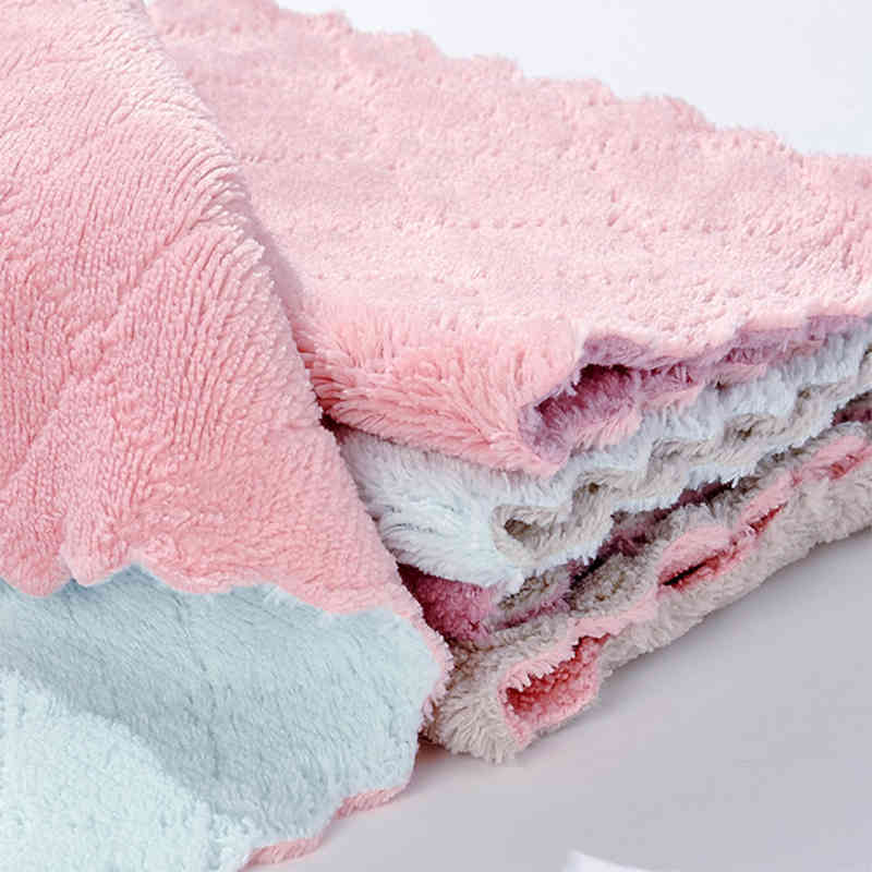 Colorful Wave Pattern 16*27CM Kitchen Dish Cloth Super Absorbent 1Pcs Polyester Fiber Multifunctional Rags Cleaning Towel