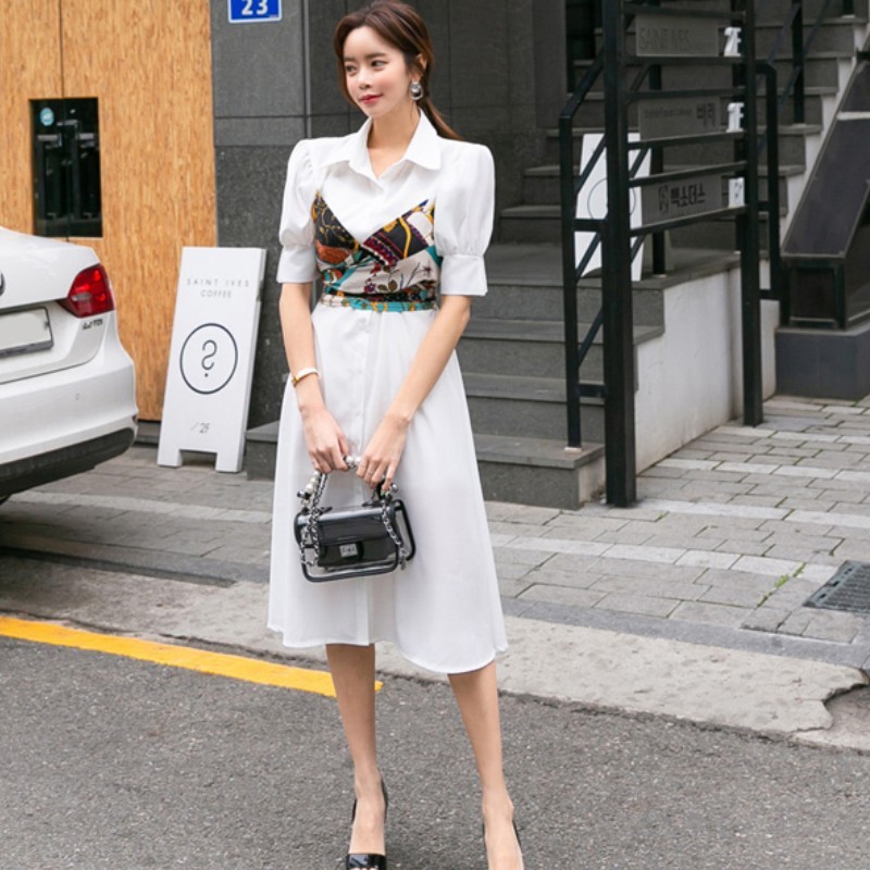 Korean fashion Summer Elegant Print Dress Women Bow Belt Fake Two Piece Patchwork Shirt Dress Vestidos 210518, Picture color
Korean fashion Summer Elegant Print Dress Women Bow Belt Fake Two Piece Patchwork Shirt Dress Vestidos 210518, Picture color