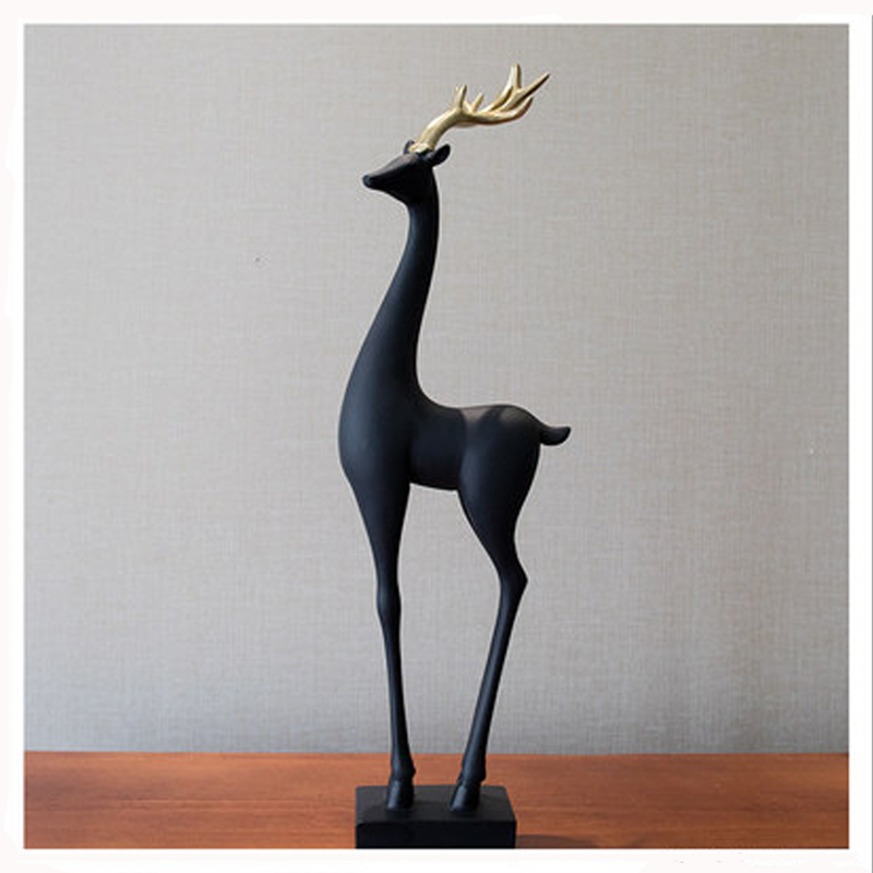 Deer Home Decoration Accessories European Living Room Decorative Figurine Cabinet Creative Resin Desktop Ornaments 210414