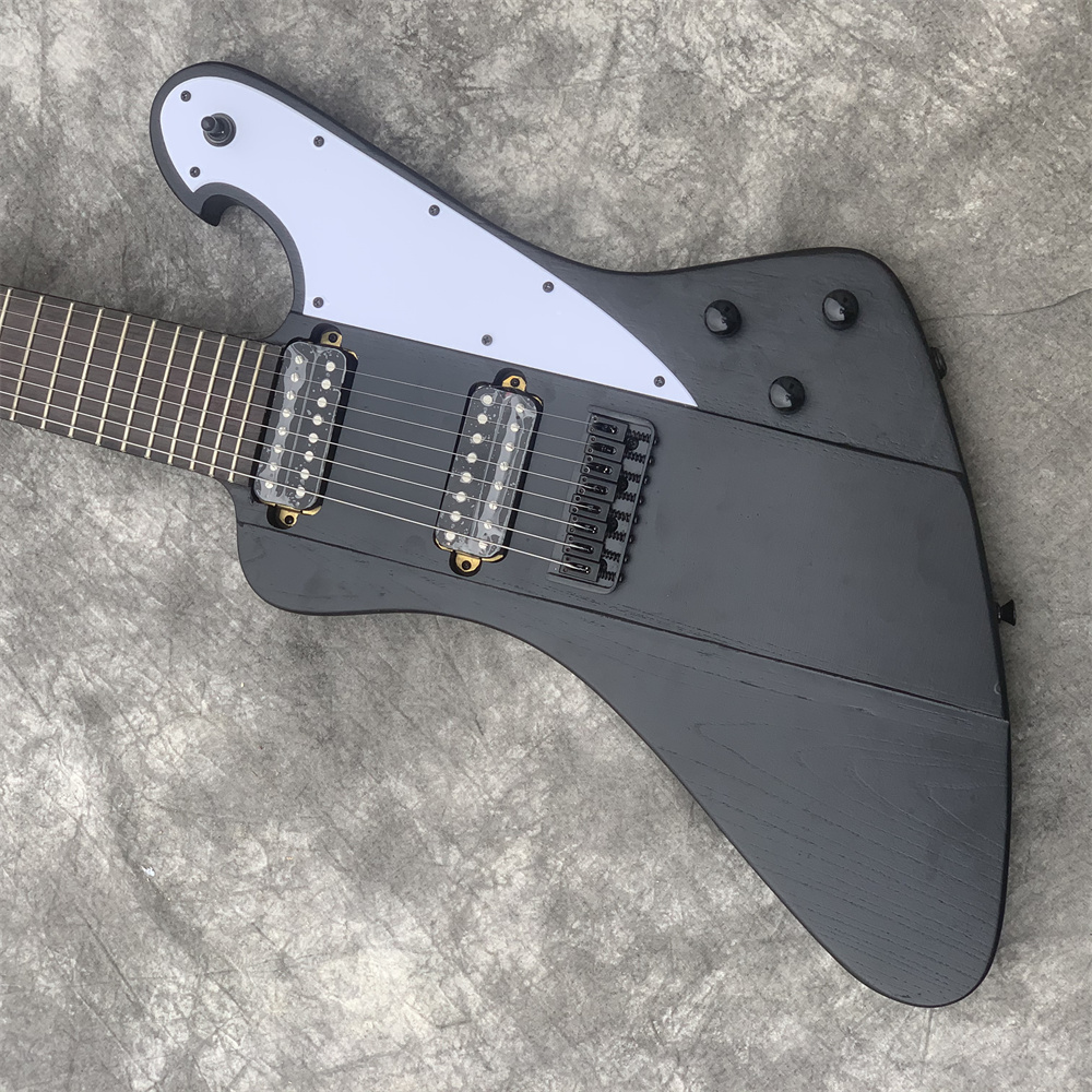 Free transportation, 8-string goose shaped matte transparent black electric guitar, neck through the body, customizable guitars
Free transportation, 8-string goose shaped matte transparent black electric guitar, neck through the body, customizable guitars