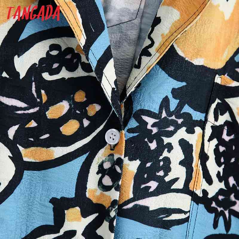 Women Summer Pockets Oversized Fruit Printed Blouses Vintage Short Sleeve Female Shirts Blusa Chic Tops BE515 210416