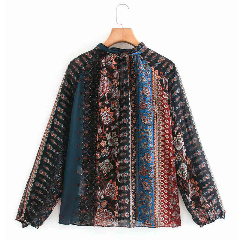 Foridol Floral Print Blouse Shirt Women's Clothing Transparent Ruffle Vintage Button Ladies Shirts Long Sleeve Tops New 210415