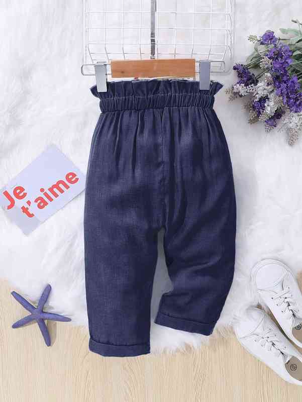 Baby Girl Bow Detail Paper Bag Waist Jeans SHE