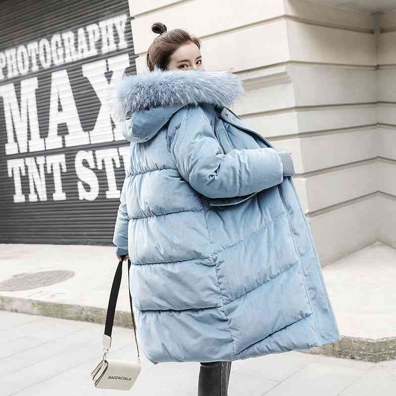 Pleuche thicken Parkas Women Coats Fashion Winter Loose Jackets Hooded Faux Fur Long Coat Female Warm Wadded Outerwear D274 210512