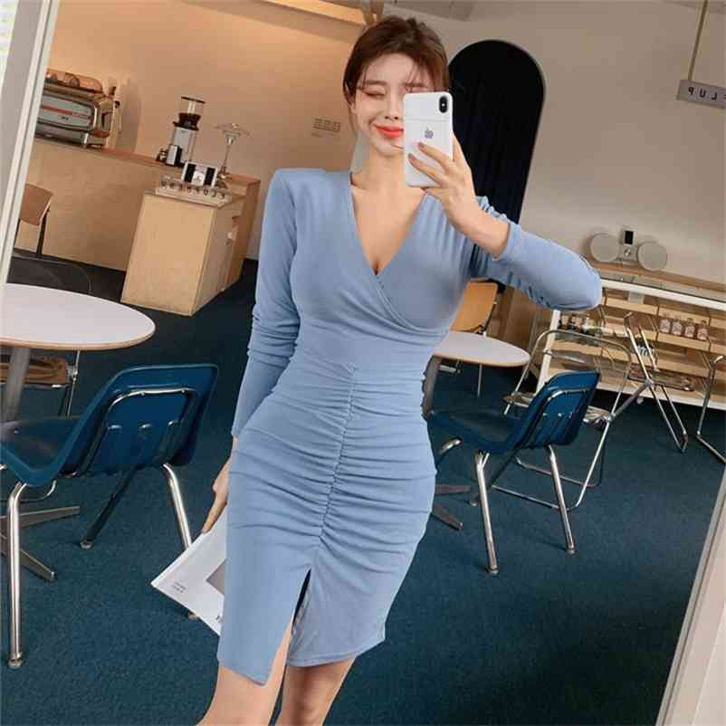 Korean Dongdaemun temperament front slit pleated solid color dres Polyester Office Lady Sheath Solid Full 210603, Sky blue
Korean Dongdaemun temperament front slit pleated solid color dres Polyester Office Lady Sheath Solid Full 210603, Sky blue