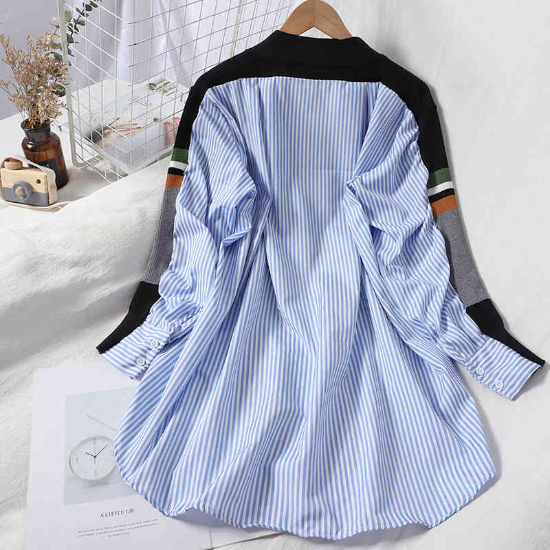 Nomikuma Irregular Stripe Patchwork Sweater Coat Contrast Color Korean Causal Knitted Cardigan Autumn Knitwear Jacket 6C602 210427