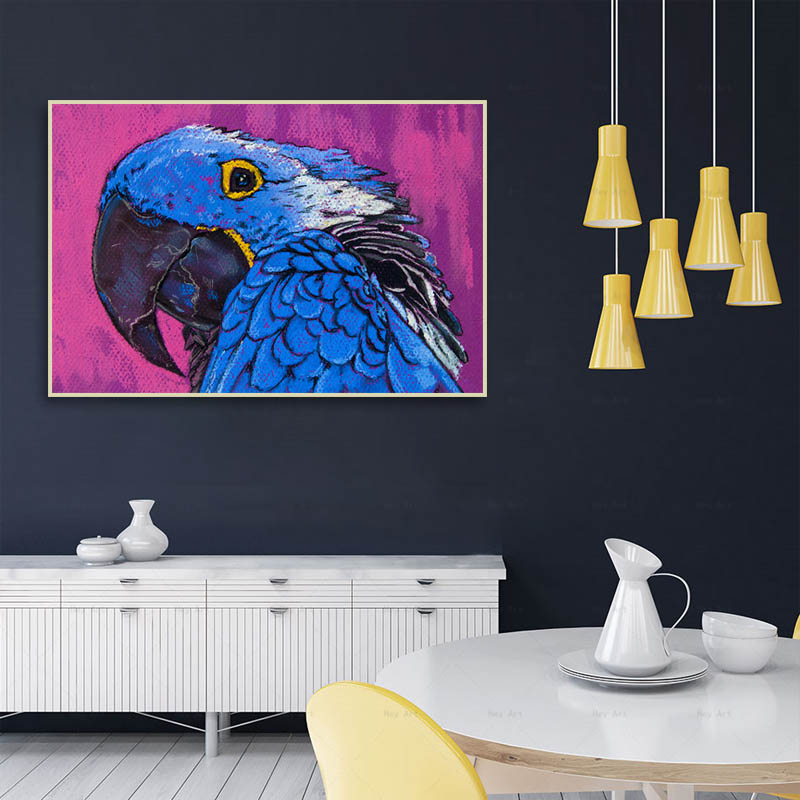 Abstract Animal Wall Art Canvas Print Blue Parrot Oil Painting Scandinavian Posters and Prints Living Room Bedroom Decor Picture