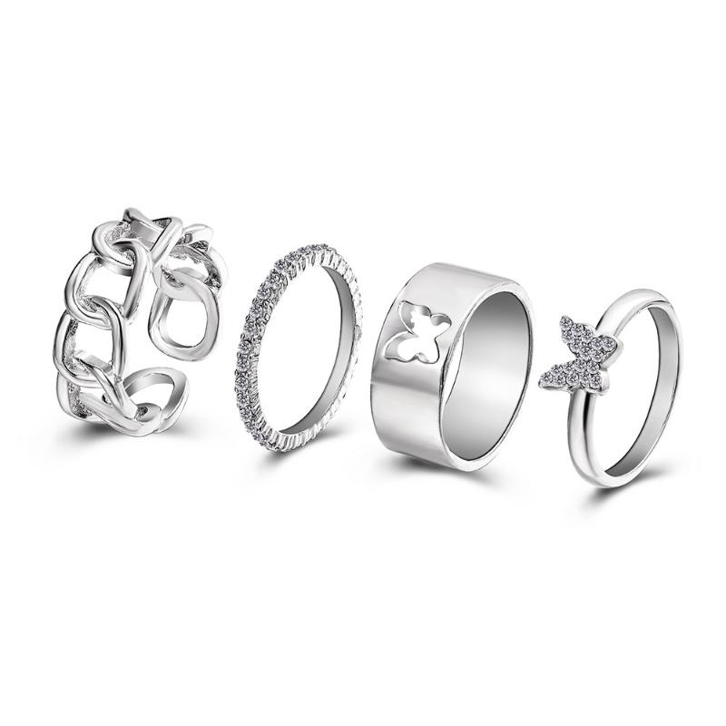 Wedding Rings Trendy Butterfly Ring For Women And Men Geometric Hollow Out 4 -piece Set Engagement Friendship Fashion Jewelry
Wedding Rings Trendy Butterfly Ring For Women And Men Geometric Hollow Out 4 -piece Set Engagement Friendship Fashion Jewelry