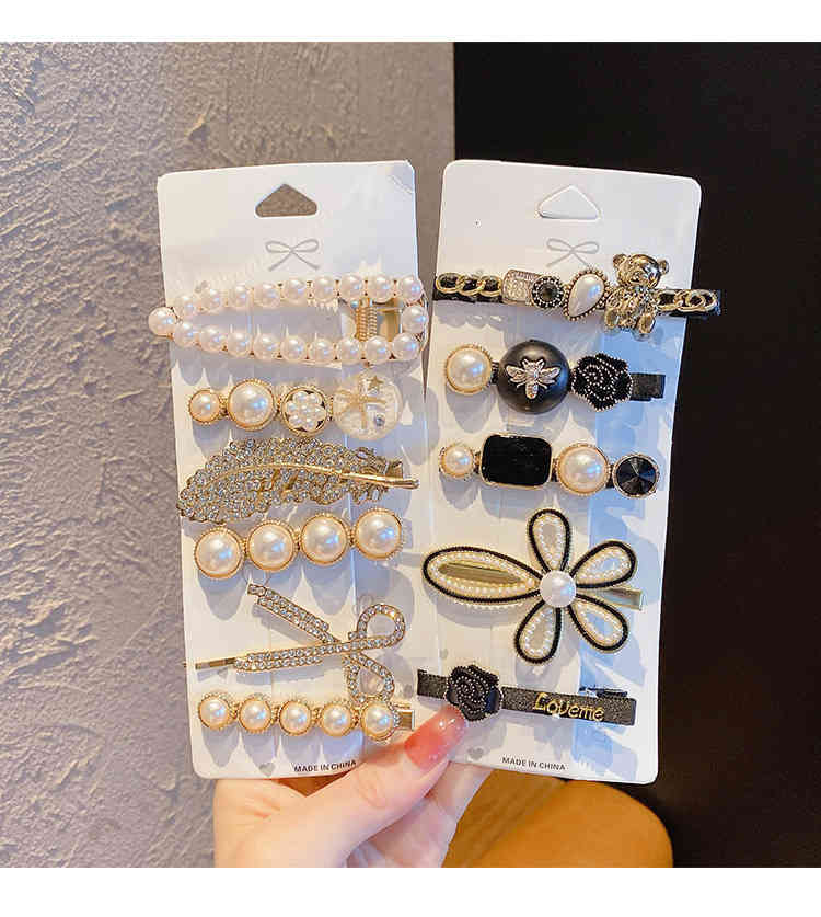 Hair Jewelry Accessories 2021 Korean Version Net Red Back of Head Rhinestone Popular Set Pin Girl Side Exquisite Bangs