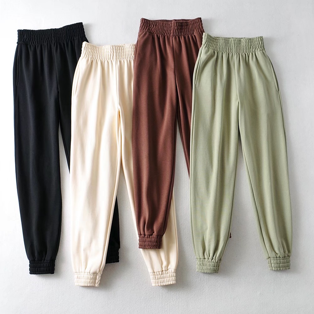 High Waist Loose Wide Cargo Sports Pants Elastic Cuff Casual Sport Trousers Women Joggers Streetwear Leisure 210429