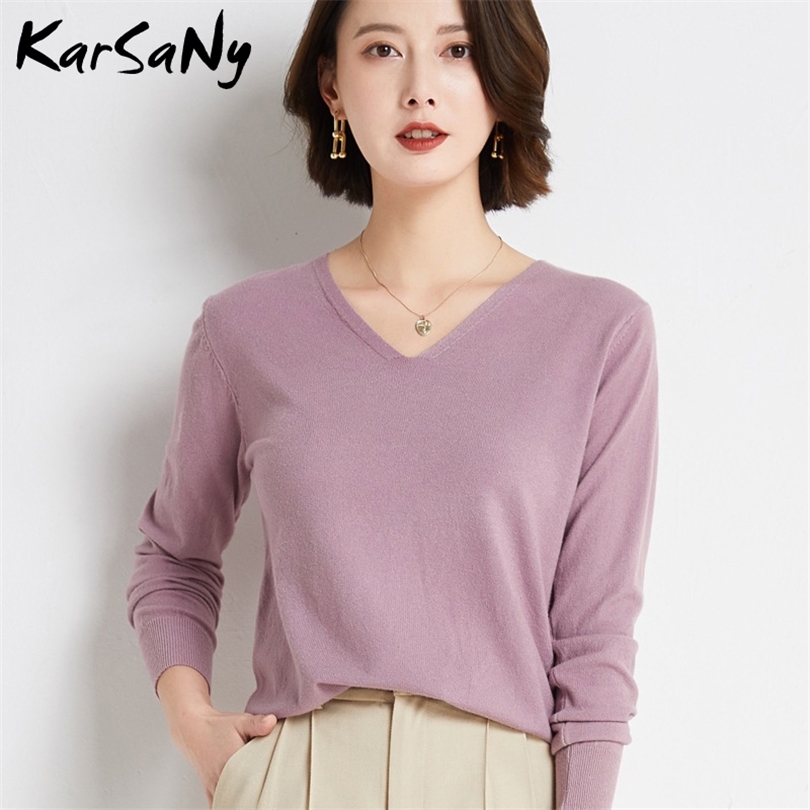 V Neck Sweater Pullover Winter Women Solid Pulls Slim Knitted Top Basic 's Sweaters Autumn Cashmere Jumper Woman 211018, Bean purple
V Neck Sweater Pullover Winter Women Solid Pulls Slim Knitted Top Basic 's Sweaters Autumn Cashmere Jumper Woman 211018, Bean purple