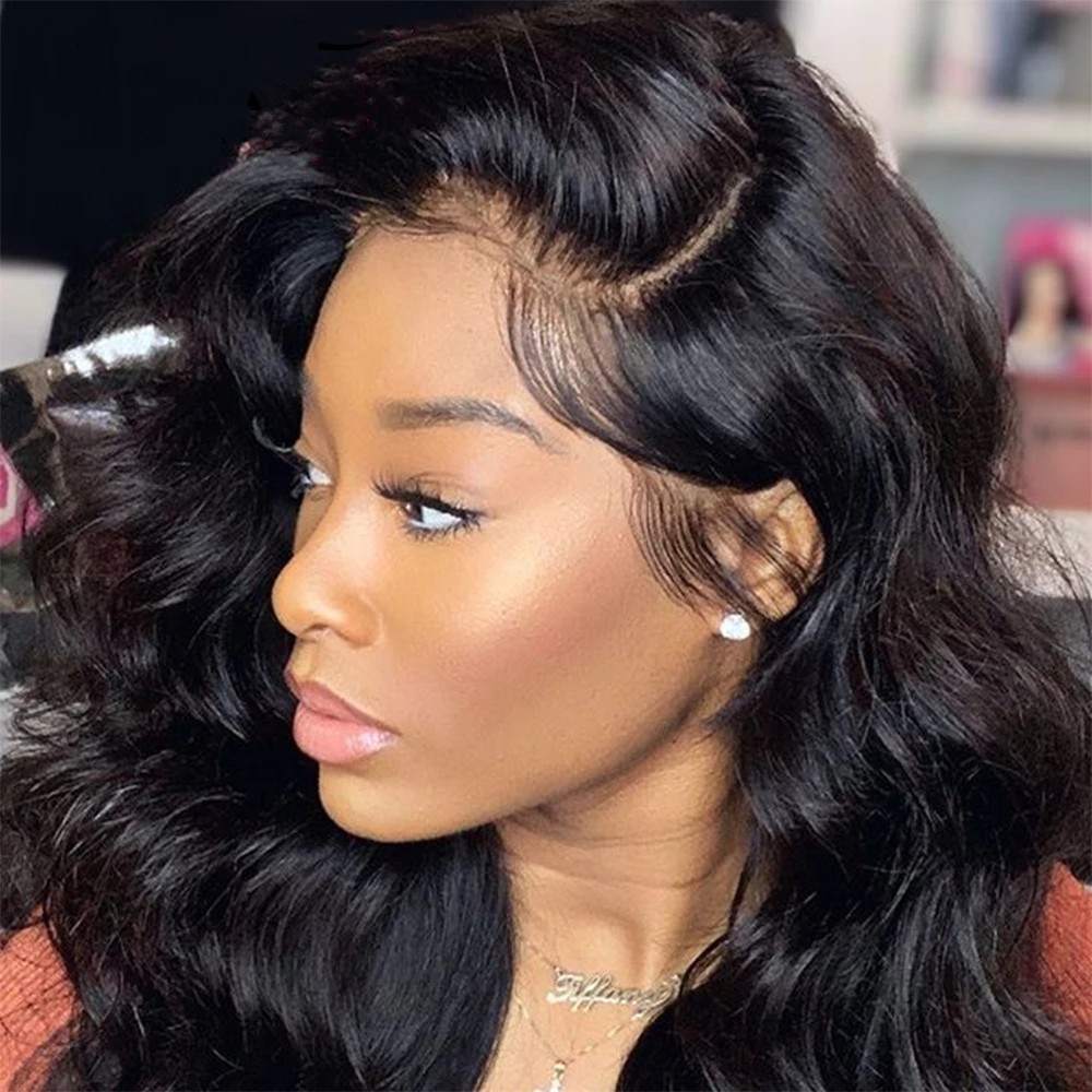 250 Density Brazilian Hair Body Wave Full Lace Front Wig Transparent Lace Black/Blonde/ Red Wigs For Women Synthetic