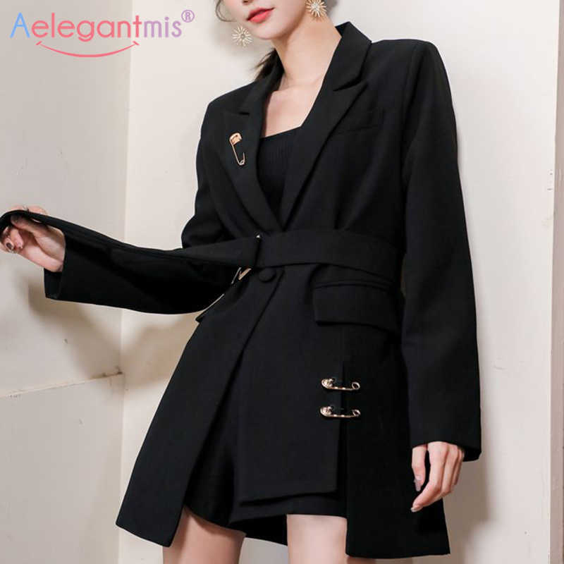 Aelegantmis Black Long Women Casual Blazers Jackets Autumn Female Outerwear with Belt Office Lady Notched Collar Work Suit Coat 210607
Aelegantmis Black Long Women Casual Blazers Jackets Autumn Female Outerwear with Belt Office Lady Notched Collar Work Suit Coat 210607