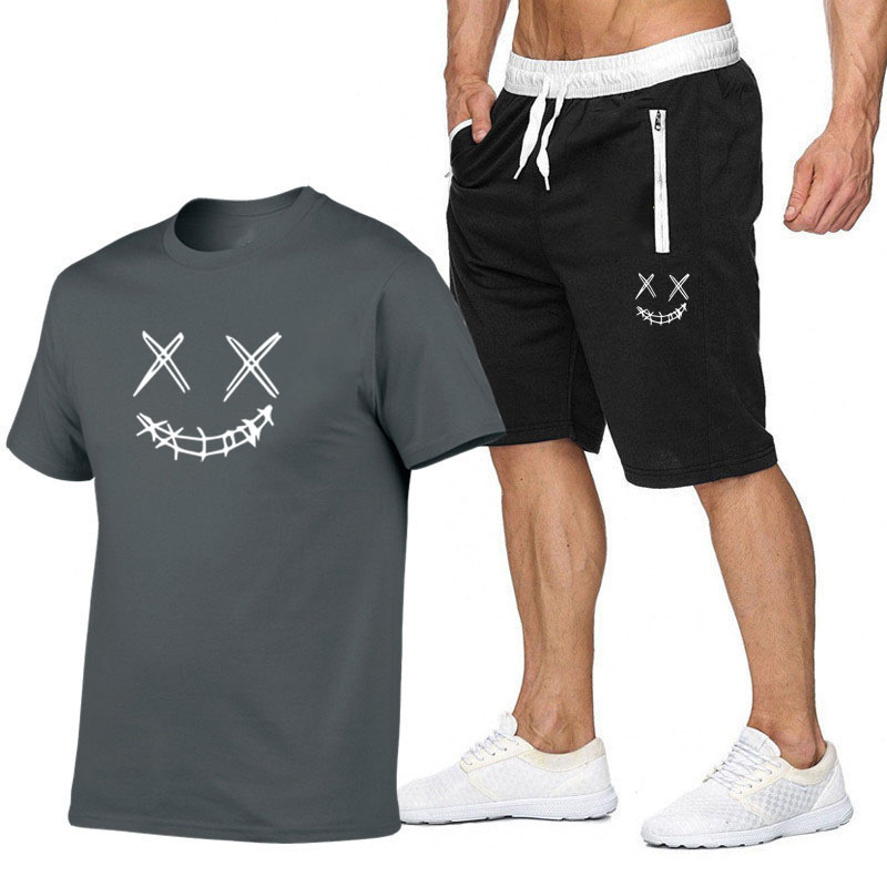 Streetwear Creative Smiling Face Graphic Two Piece Set Mens Summer Short Sleeve T-Shirts + Sports Shorts Suit Casual Wear, White
Streetwear Creative Smiling Face Graphic Two Piece Set Mens Summer Short Sleeve T-Shirts + Sports Shorts Suit Casual Wear, White