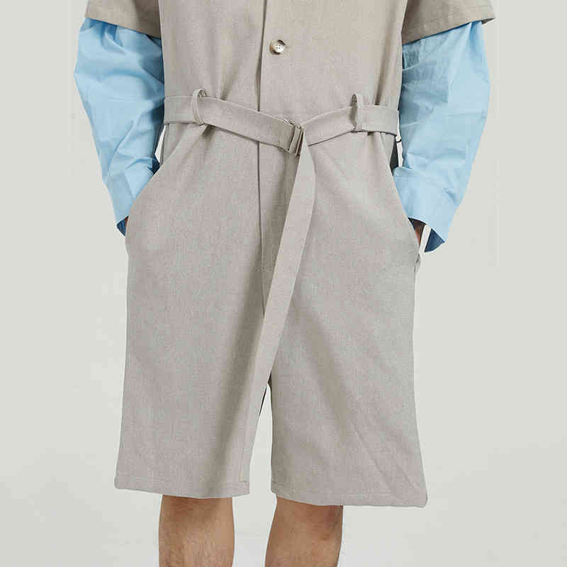 IEFB Men's Clothing Loose Overalls Spring Summer Fashion Korean Solid Color Short Sleeve Jumpsuit 9Y5851 210524