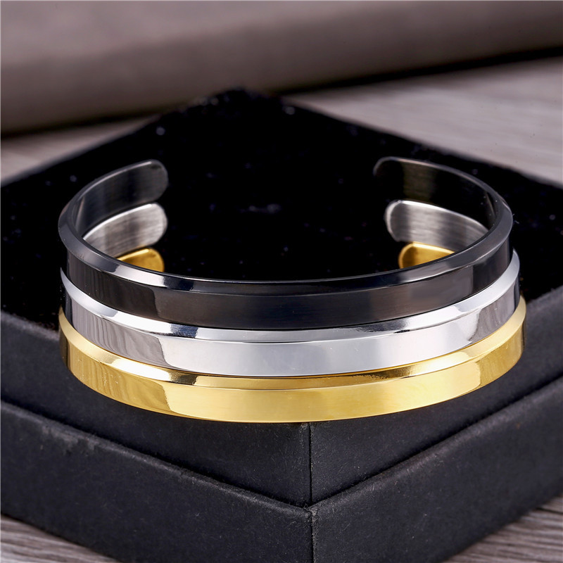 Fashion Cuff Bracelets Bangles Men Women Stainless Steel Gold width 6mm Bangle Bracelet Pulseras Luxury Jewelry