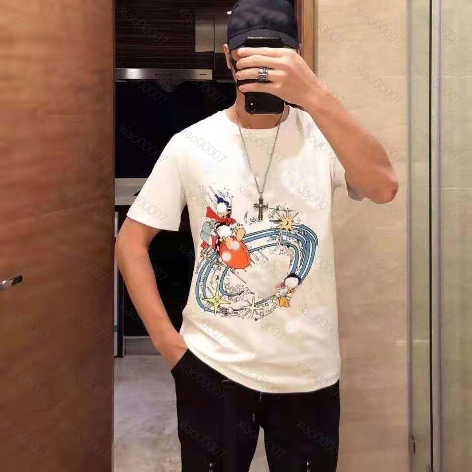 Classic couple fashion multi-color printed cotton men's T-shirt women loose short sleeves casual size S-5XL